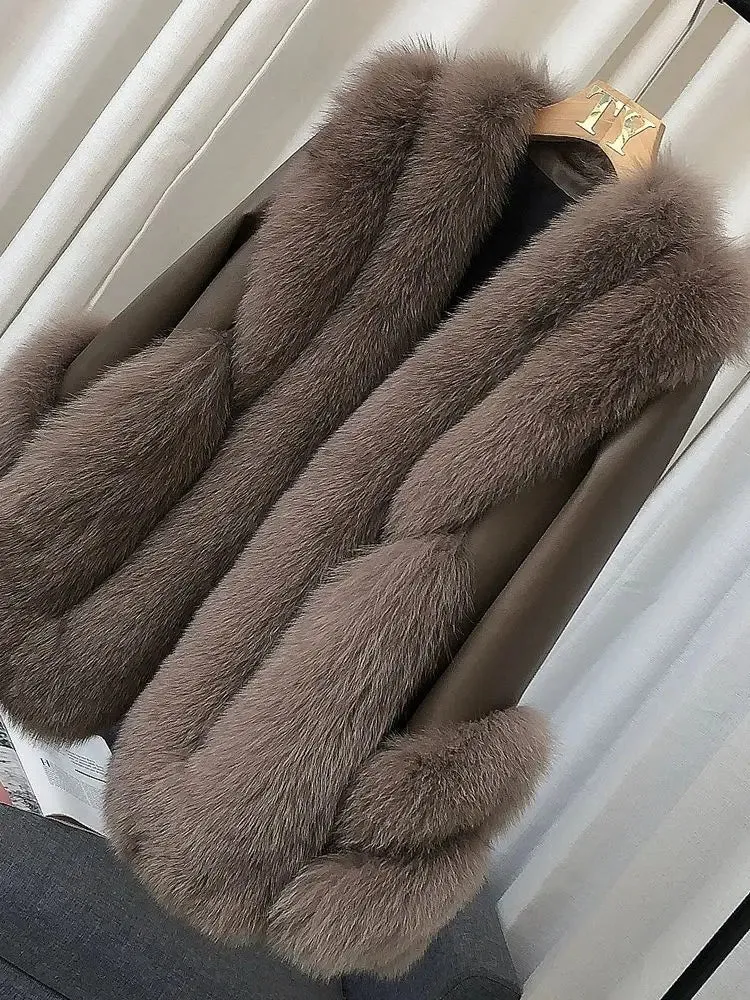 Women's Fox Fur Leather Coat