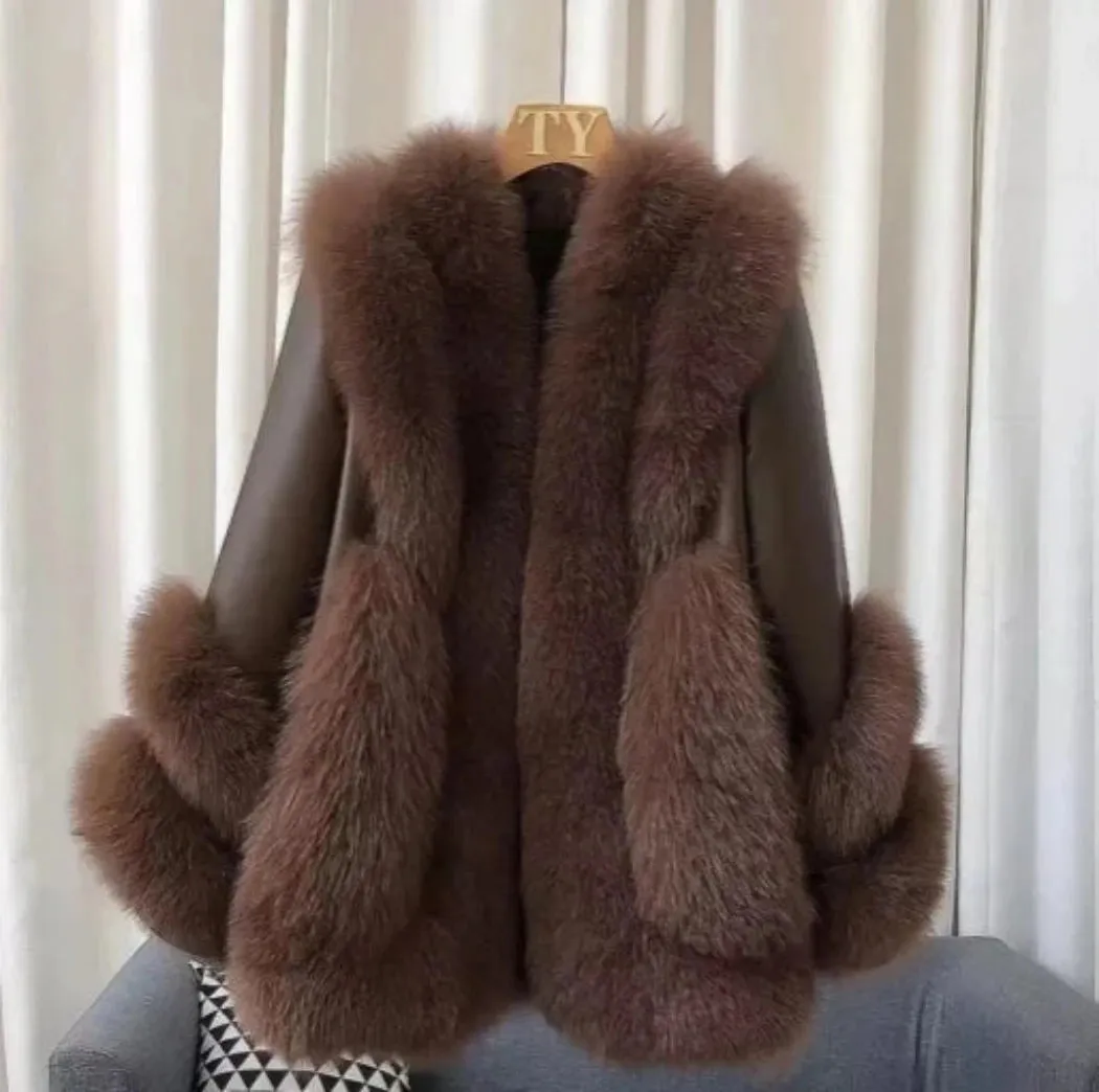 Women's Fox Fur Leather Coat