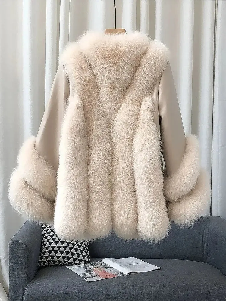 Women's Fox Fur Leather Coat
