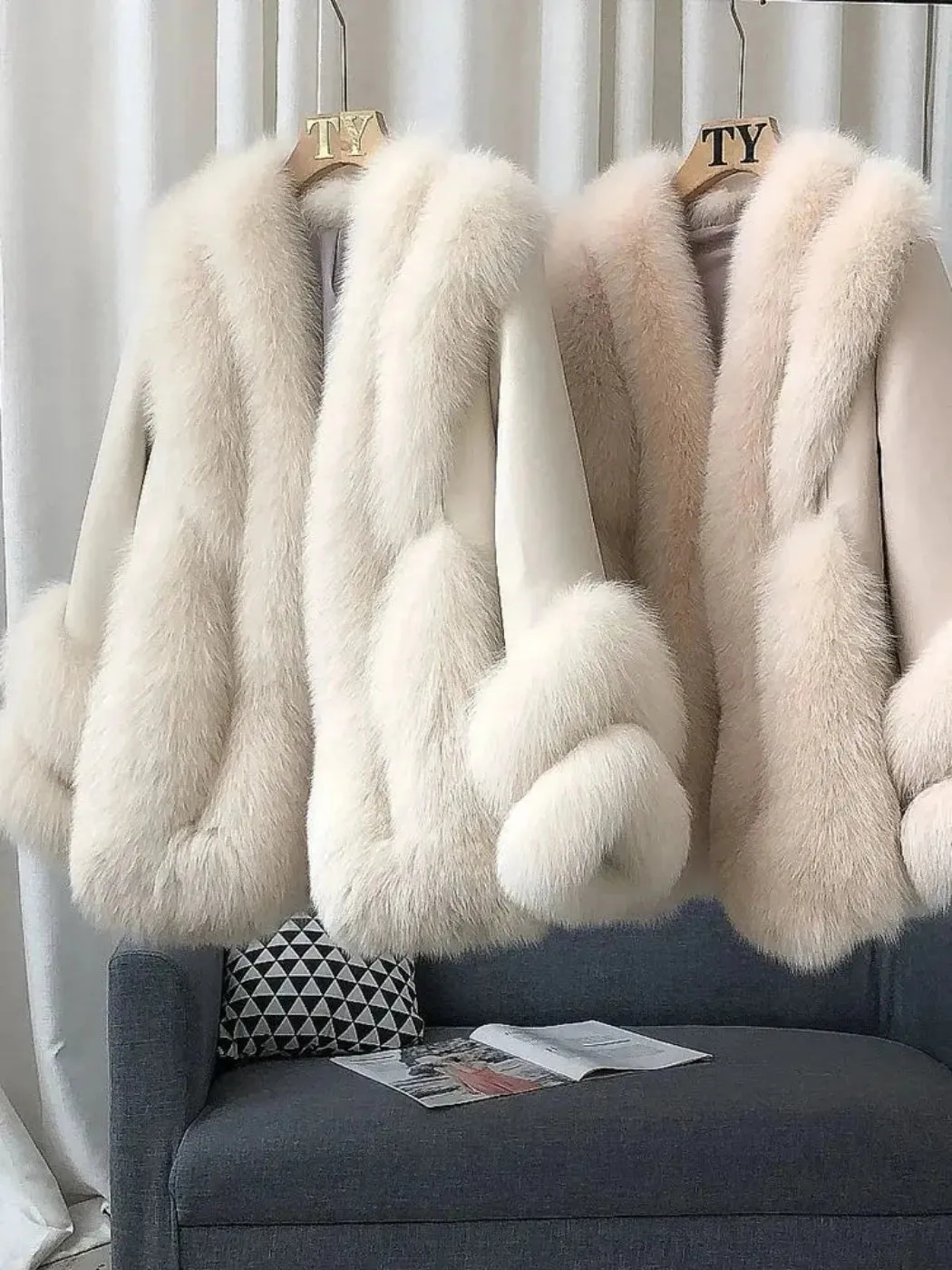 Women's Fox Fur Leather Coat